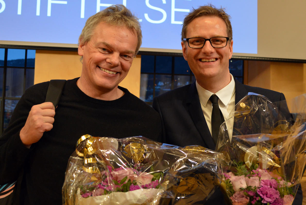 Nobelprisvinnar Edvard Moser med Håvard Haarstad.