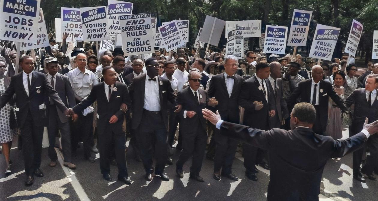 MLK in the March on Washington for Jobs and Freedom, August 28, 1963.