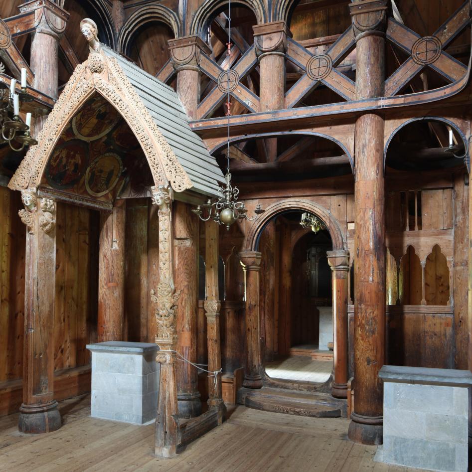 Interiør i Hopperstad stavkyrkje