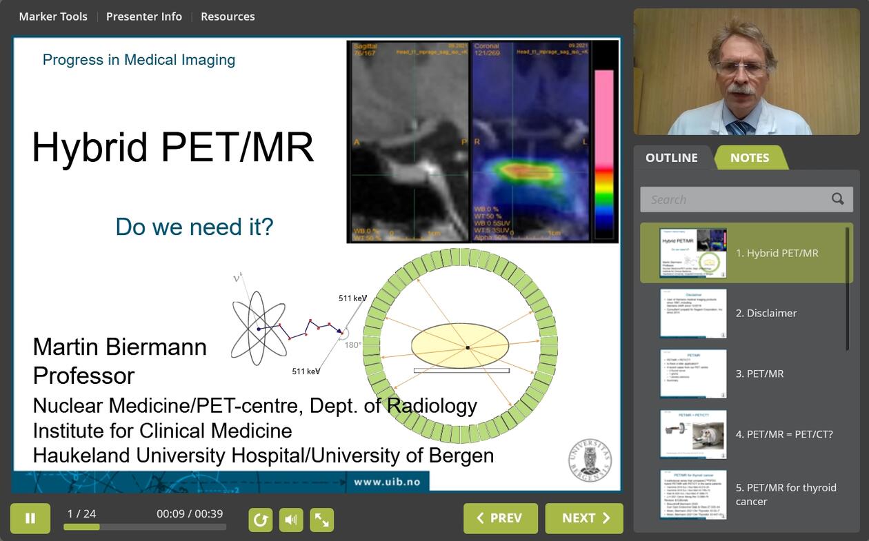 Nettforelesning om hybrid PET/MR