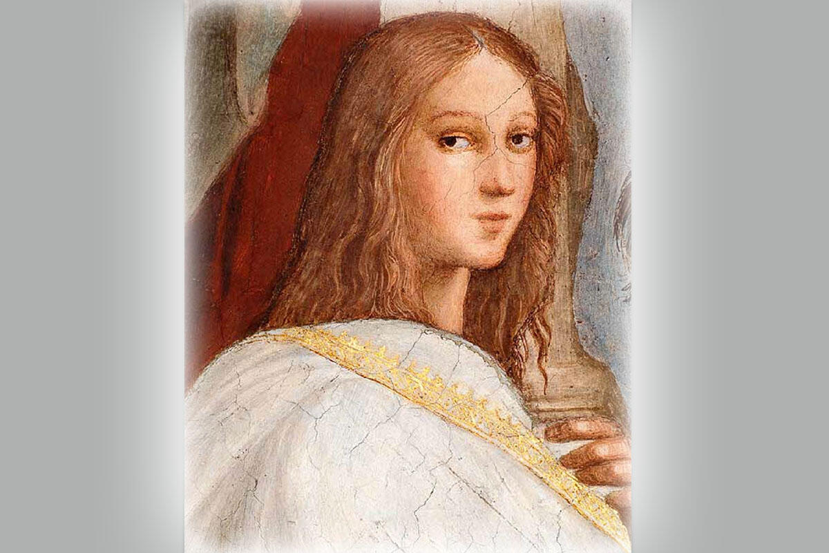 Utsnitt av maleri av Rafael som skal være av Hypatia