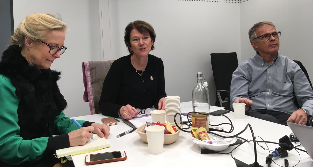 Director Lise Øvreås from Ocean Sustainability Bergen flanked by her University of Bergen colleagues Karin Pittman (left) and Anders Goksøyr during the first meeting of the IAU SDG14 Team.