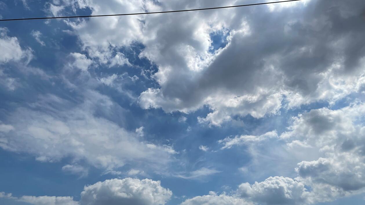 Blue sky dotted with white clouds