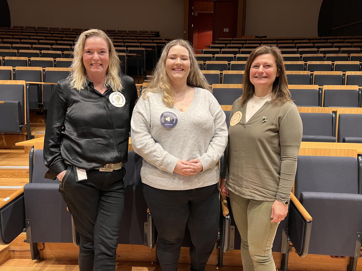 Bildet viser de tre kvinnene som står bak Bli hørt-kampanjen til Universitetet i Bergen.