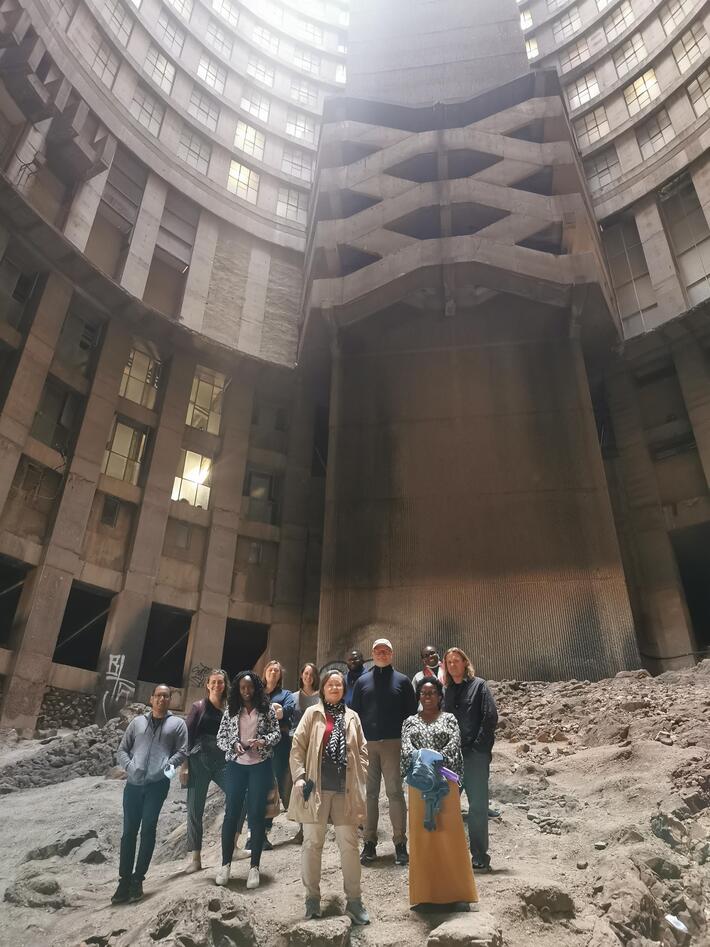 The Urban Enclaving group posing inside the Ponte Tower