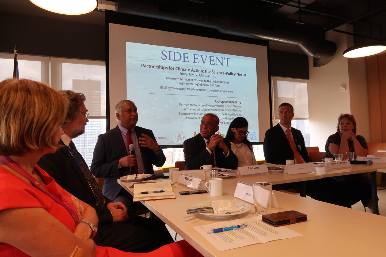 The panel at the side event Partnerships for Climate Action hosted by the Norwegian Mission to the United Nations on 12 July 2019 as part of the High-level Political Forum.