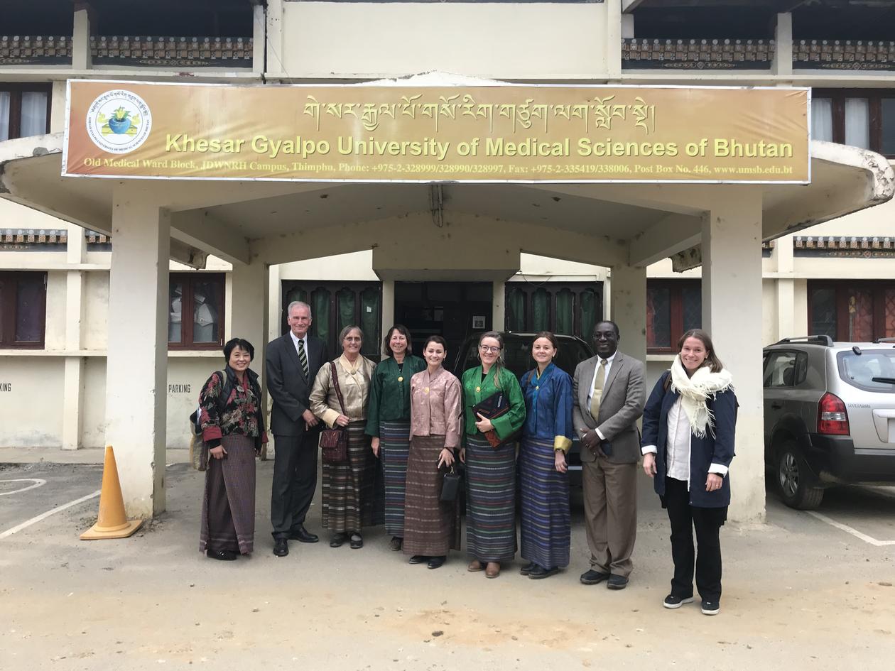 Norwegian group at discussions at Khesar Gyalpo University of Medical Sciences of Bhutan