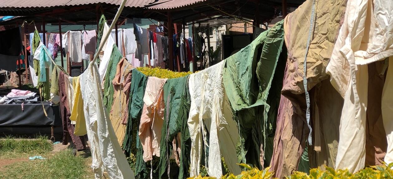 Surgical coats drying in hospital backyard, Ethiopia. 