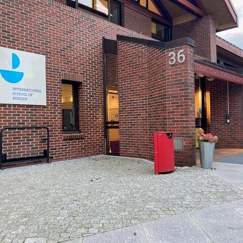 Red brick façade of a school building