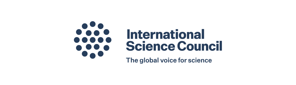A circle made of small black circles, the name International Science Council - The global voice for science