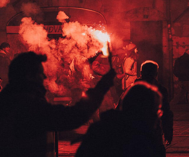 Use of fire in a demonstration in Grenoble, France.