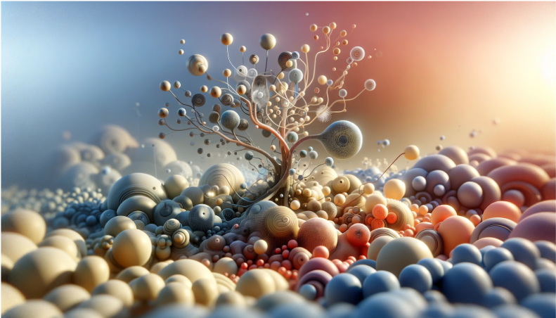 AI-generated image of organic-looking bubbles in soft colours