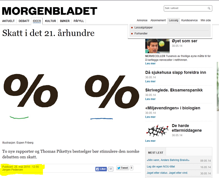 Et screenshot av artikkelen fra Morgenbladets nettsider