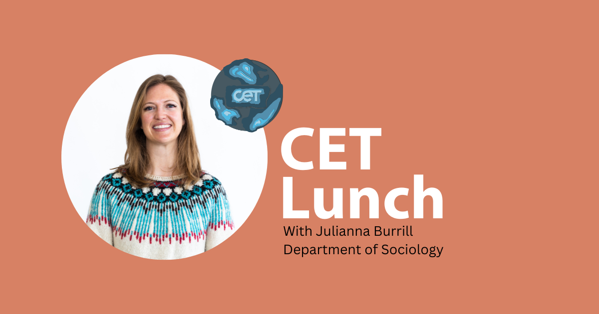 Portrait of Julianna Burrill with CET Lunch written as title