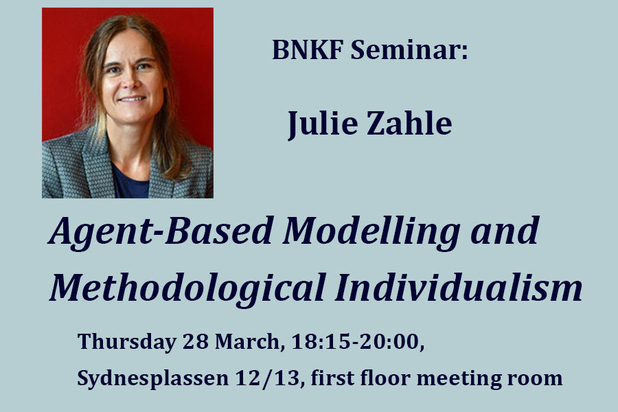 Picture of Julie Zahle og title og the seminar and information of location