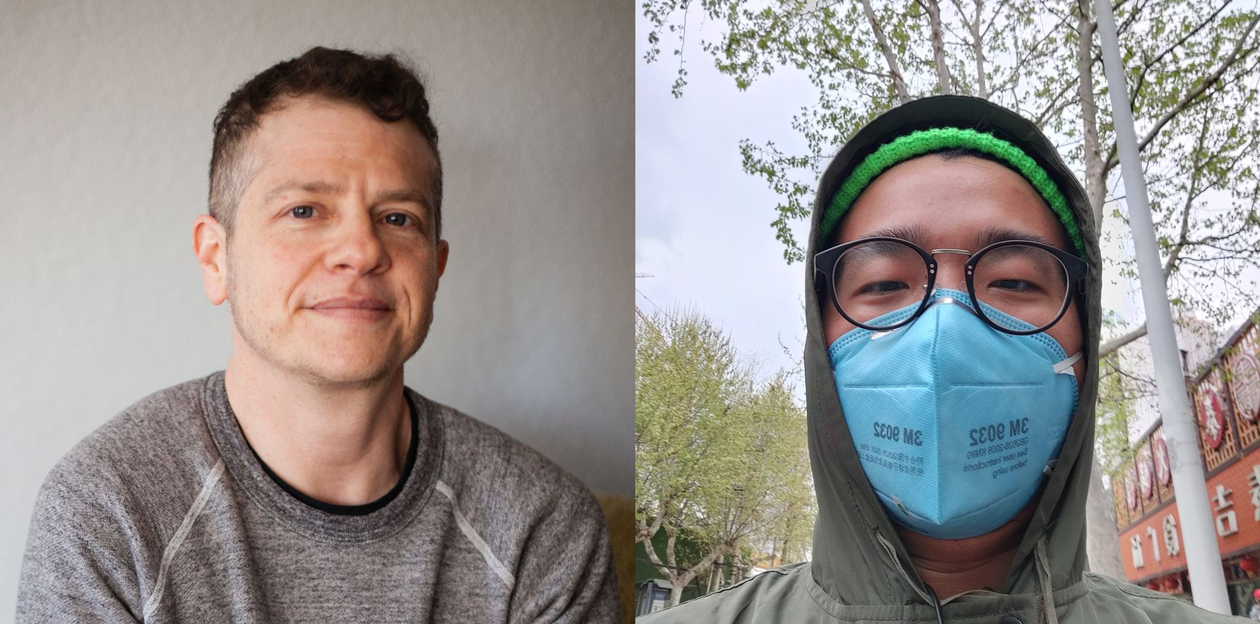 Photo of Prof. Ari Larissa Heinrich's and Dr. Dino Ge Zhang wearing a face mask