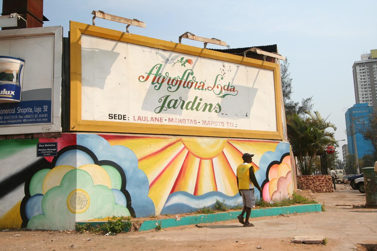 View of a commercial sign in Maputo