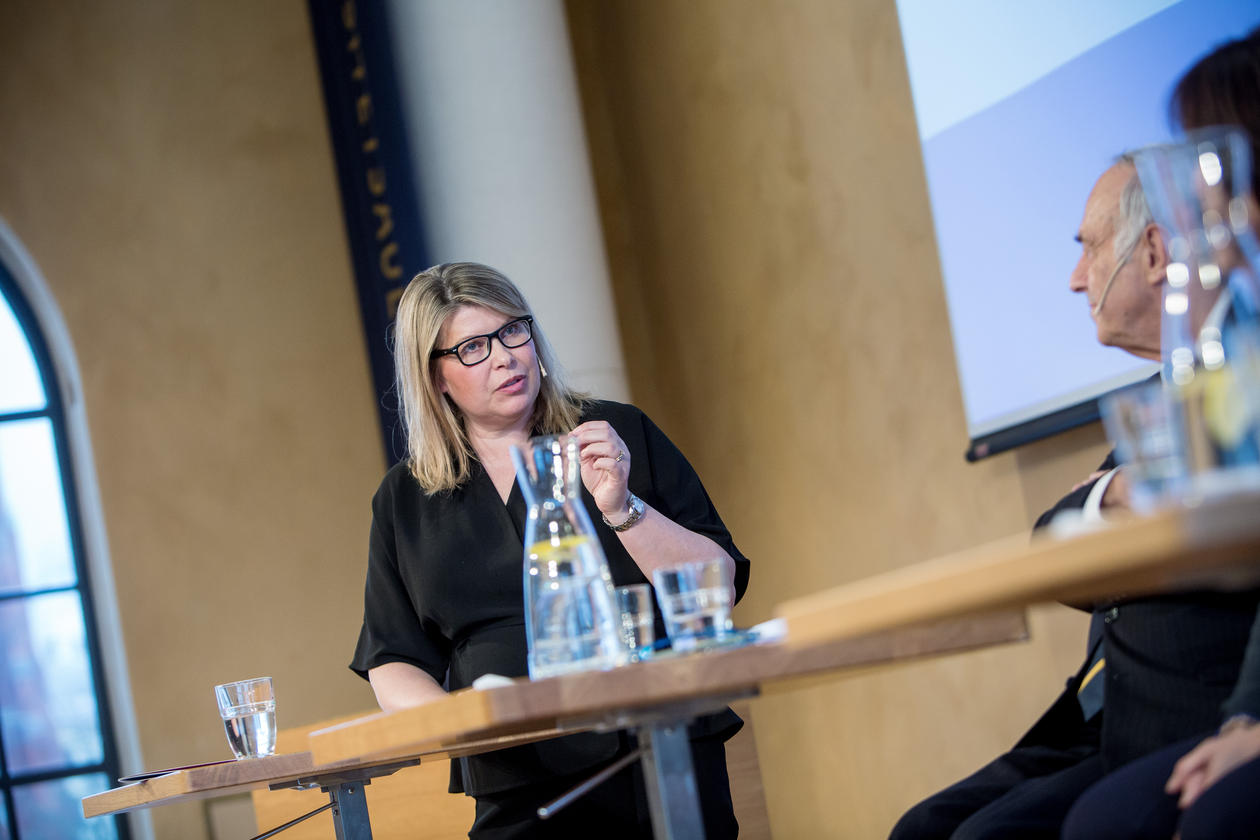 Climate researcher Kikki Kleiven from the University of Bergen chairing one of the panels at the inaugural 2018 SDG Conference Bergen in February 2018.