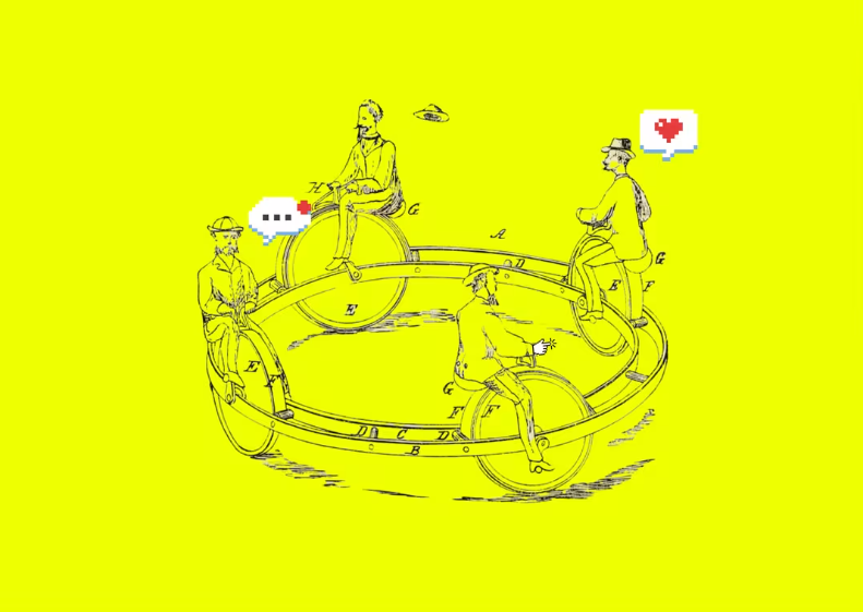 image of people biking in a circle