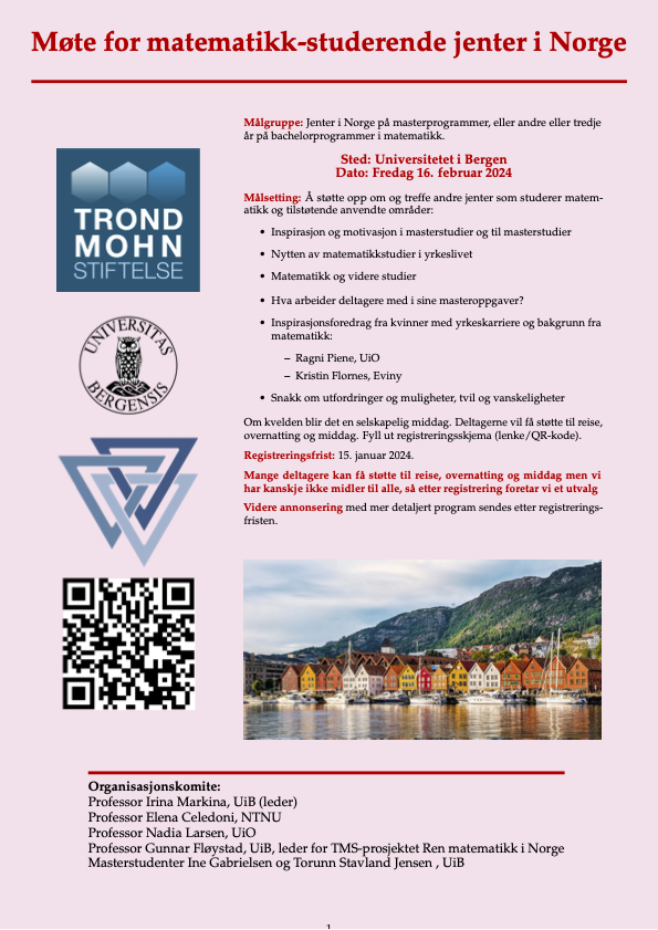 Plakat for Møte for matematikk-studerende jenter i Norge