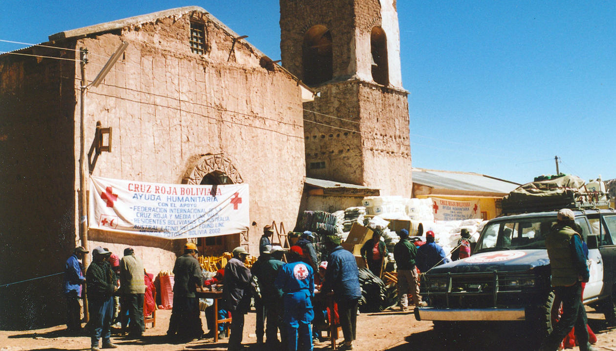 distribution of humanitarian aid after  the snowfall