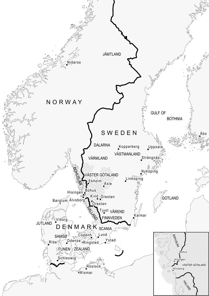 Kart over Margrethe I personlige gods i Danmark, Norge og Sverige (Peder Gammeltoft)