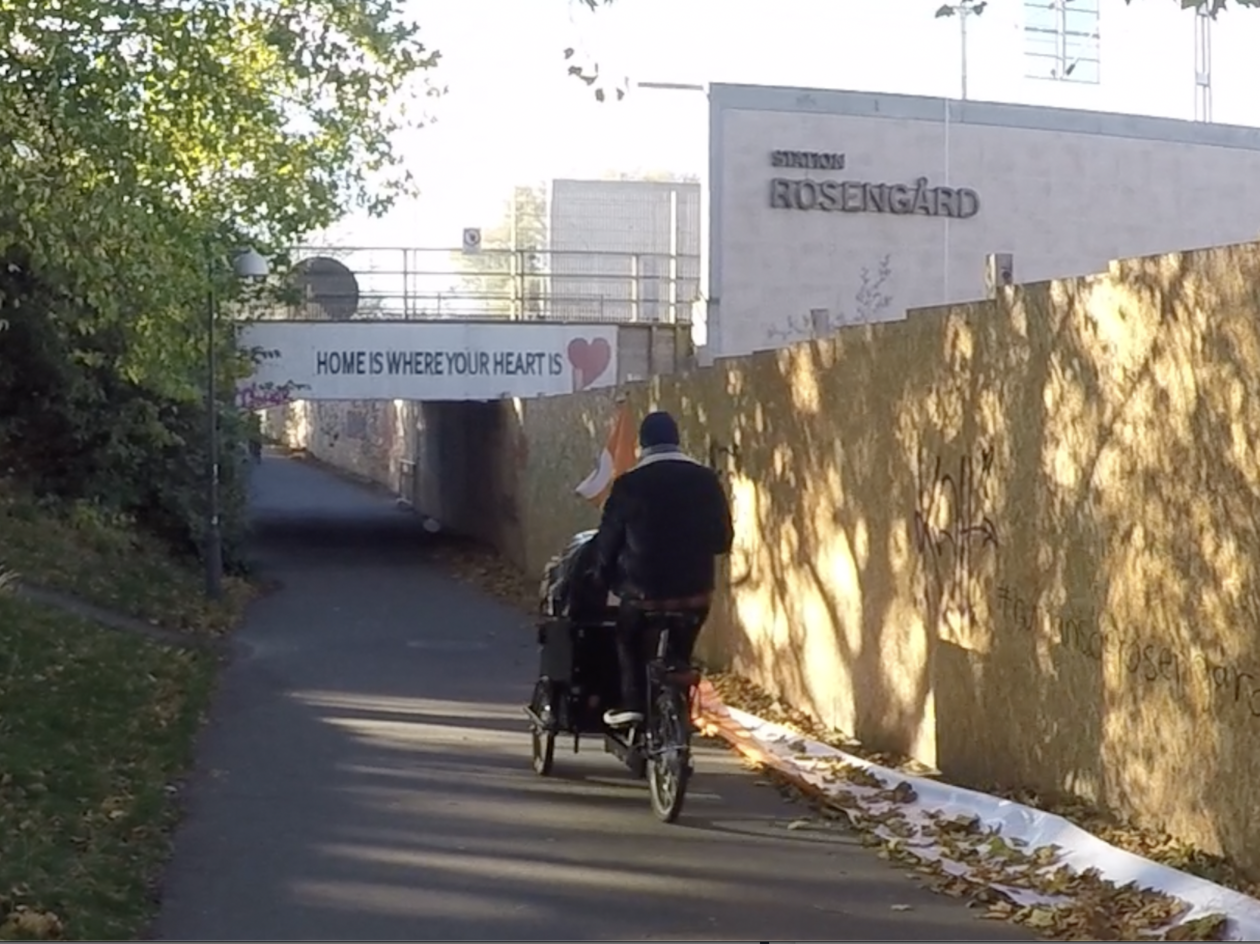 Bilde av mann som sykler i Rosengård