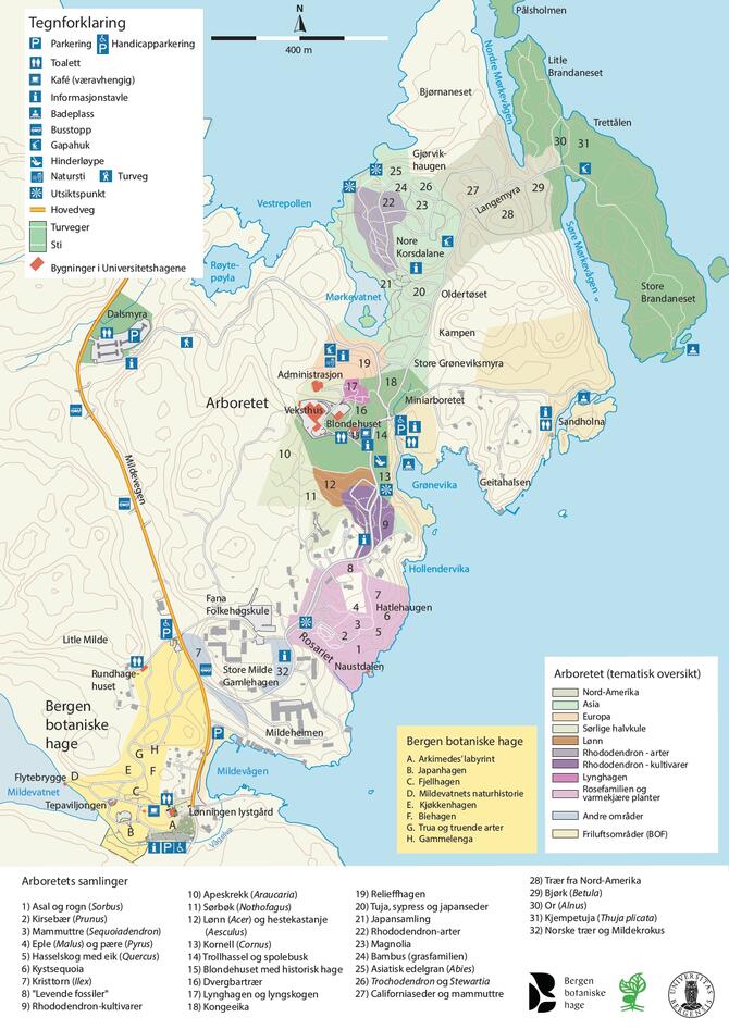 Map of the Arboretum and Botanical Garden at Milde