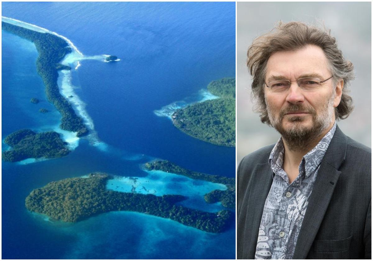 Illustrasjonsbilde fra Marovo-lagunen på Salomonøyene og Edvard Hviding.