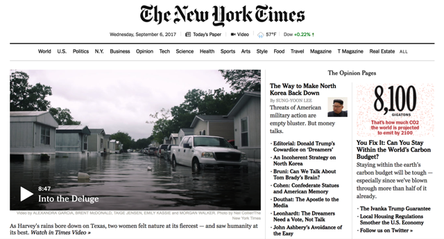 Skjerm av New York Times