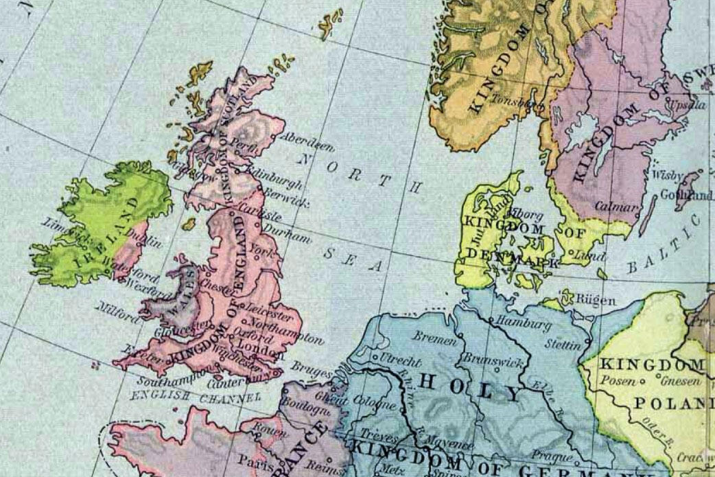 Kart over Nordsjøen i mellomalderen
