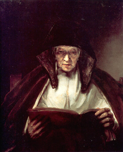 Rembrandt, Old woman reading 1655