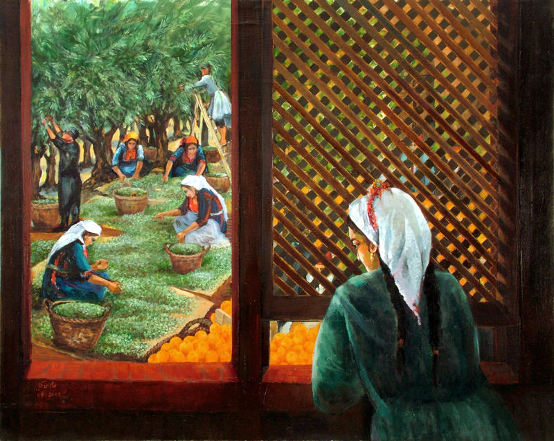 Painting of olive grove