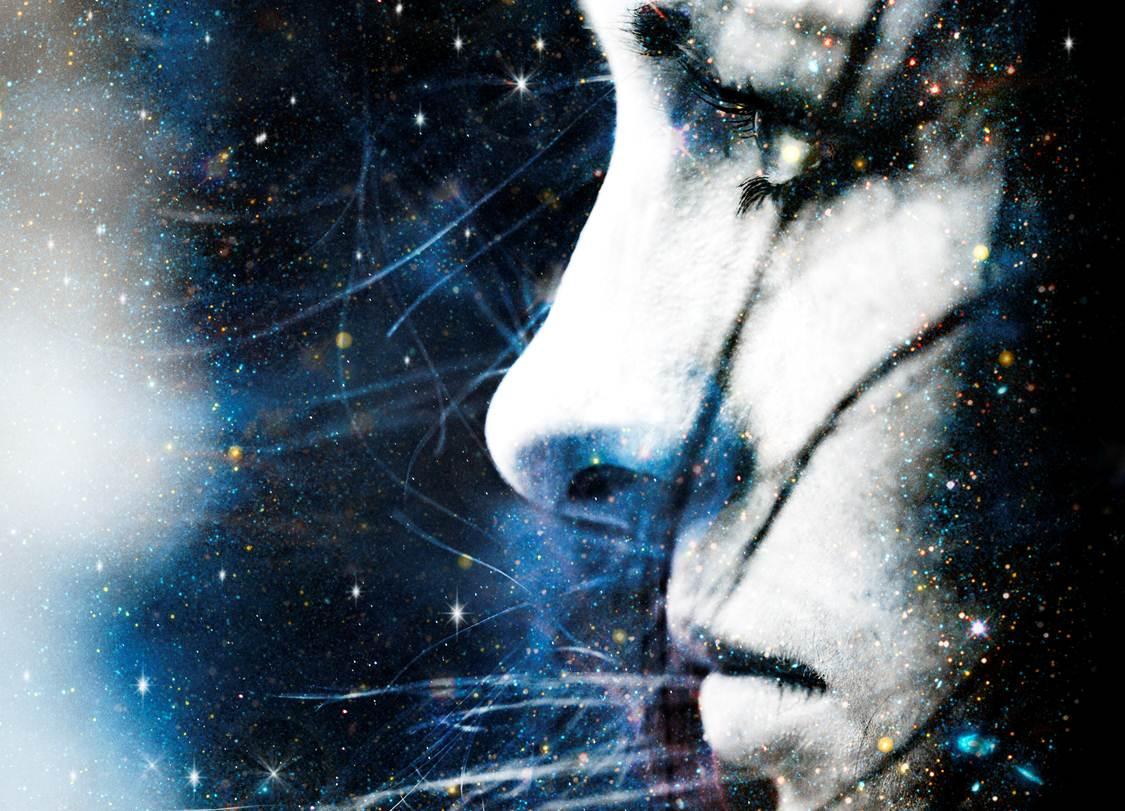 Kvinneansikt og stjerner