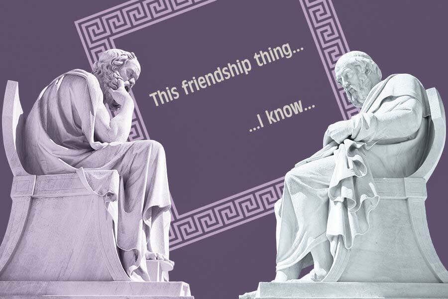 Plato and Aristotle with the text "This friendship thing .... ....I know..."