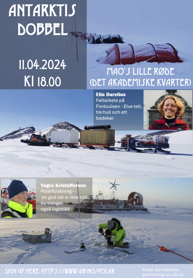 The poster shows three different photos above each other, with the date, time and place of the next event.