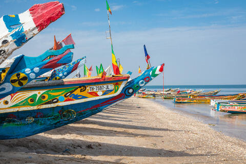 Fishing boats on the beach in Senegal