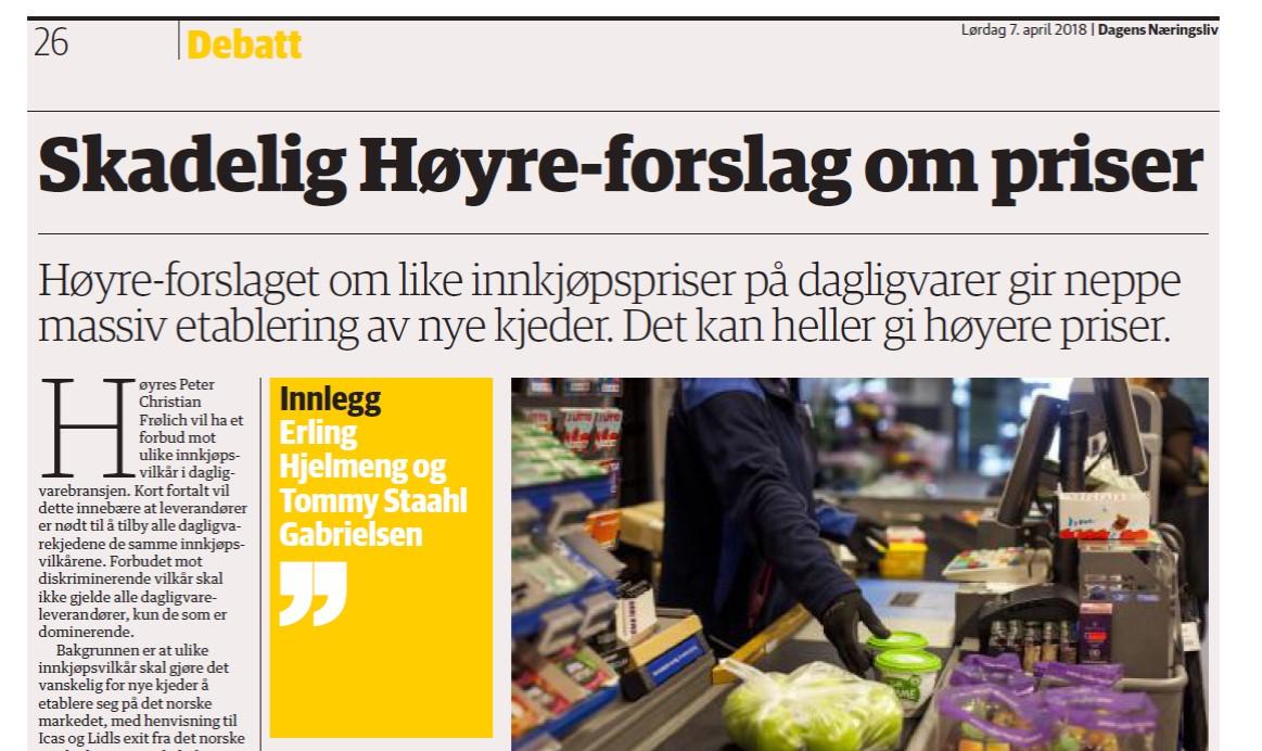 Faksimilie fra Dagens Næringsliv 7. april.
