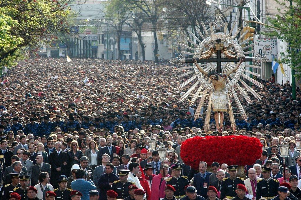 Procession of Our Lord and the Virgin of the Miracle in Salta city.