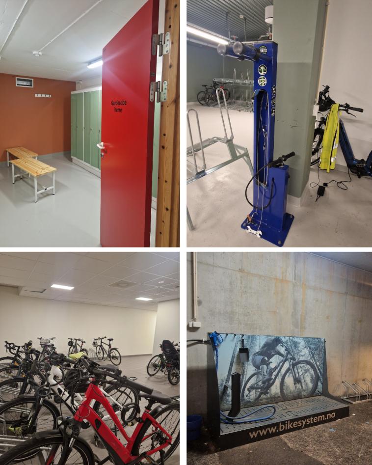 Bildesamling av sykkelfasiliteter på UiB