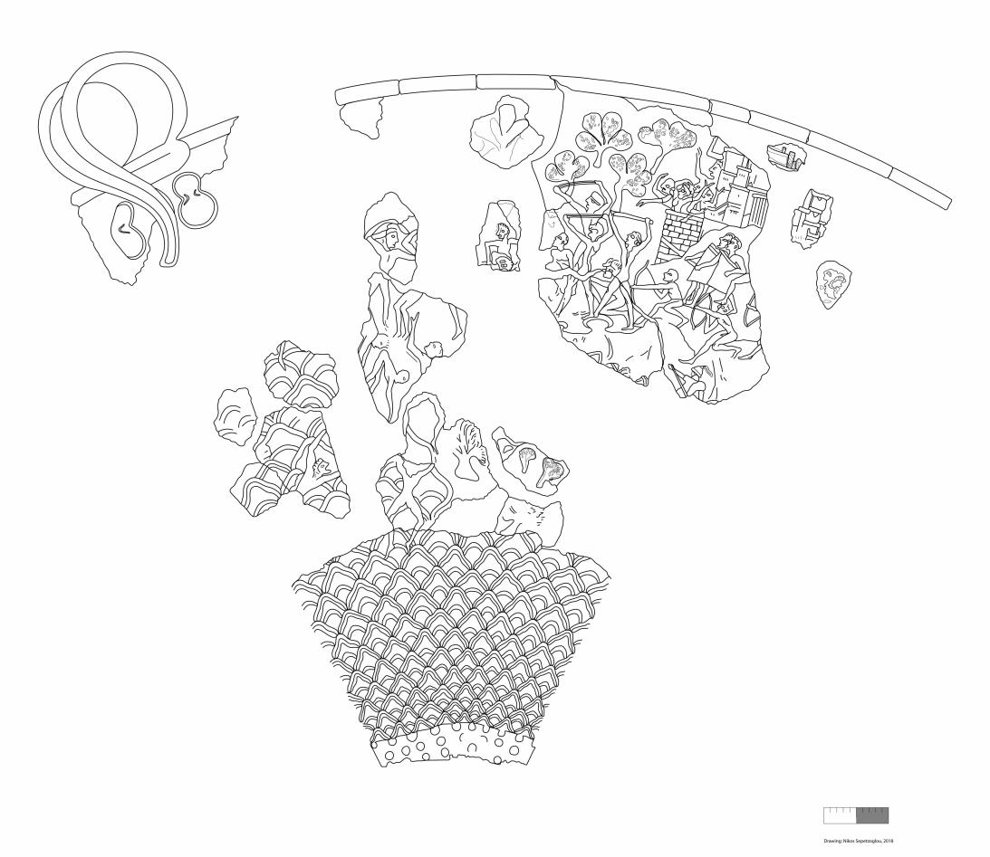 Reconstruction (suggested) of the Siege Rhyton from Grave Circle A, Mycenae (©️ A. Papadopoulos & N. Sepetzoglou)