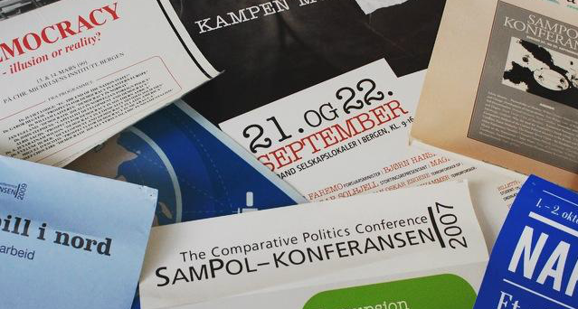 Sampolkonferanse-plakatar frå forgangne tider.