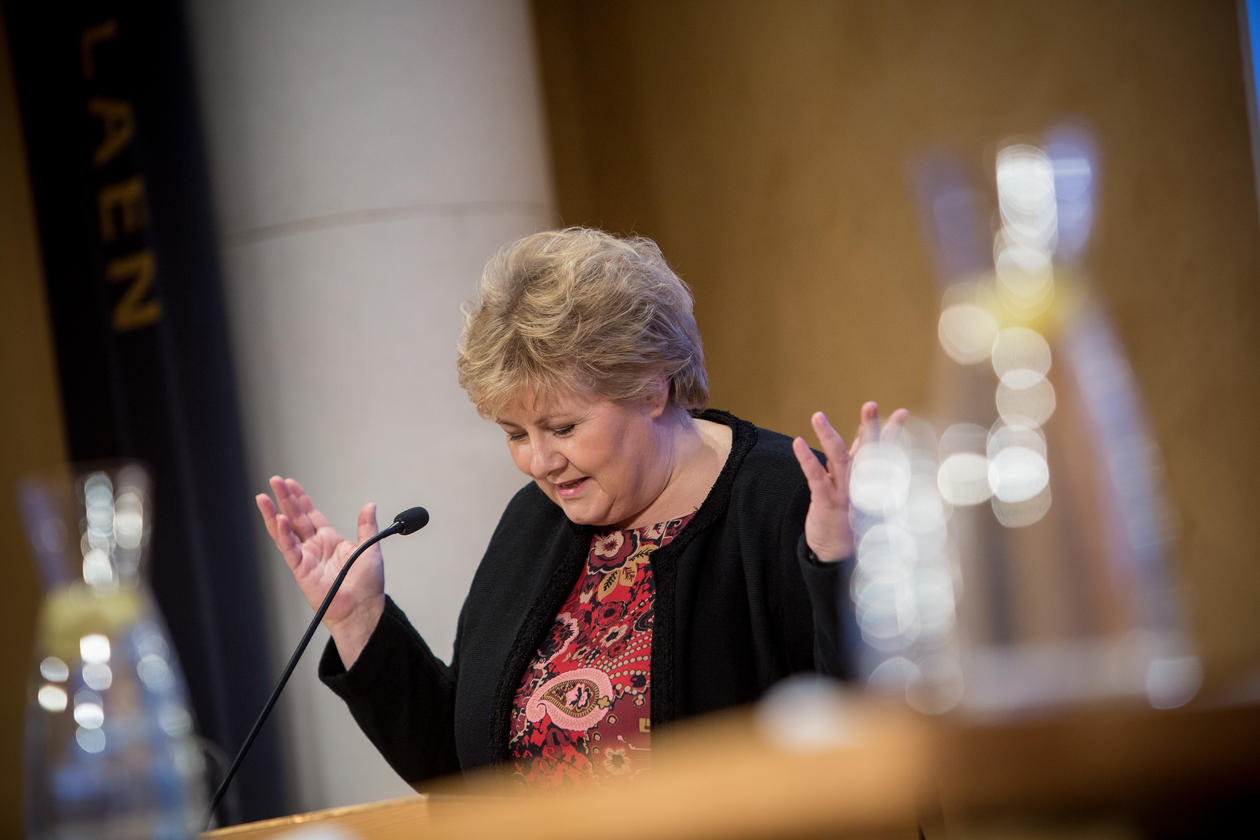 Prime Minister Erna Solberg, Government of Norway, at the SDG Conference Bergen on Friday 9 February 2018.