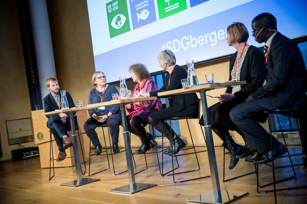 A scene from the SDG Conference Bergen 2018, the third out of five plenary panels at the conference on Thursday 8 February