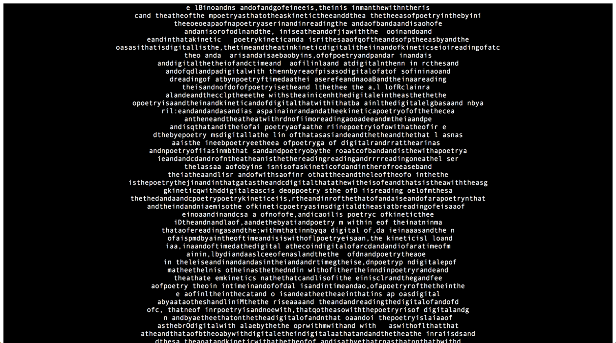 Image  showing a mass of text on a black background.