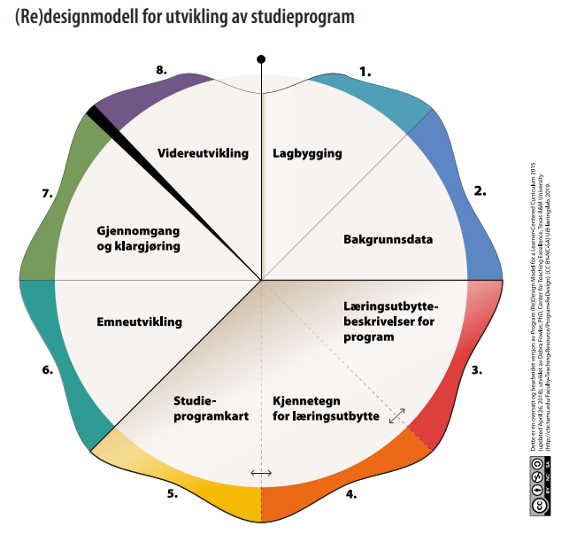 Figur som viser UiBs modell for helhetlig utvikling av studieprogram