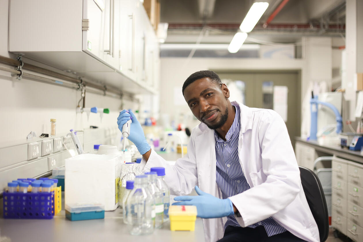 Dr. Stanley Makumire in the lab