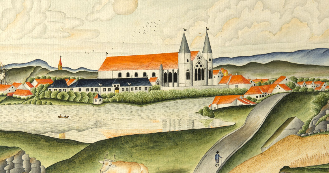 Maleri av Stavanger i middelalderen.