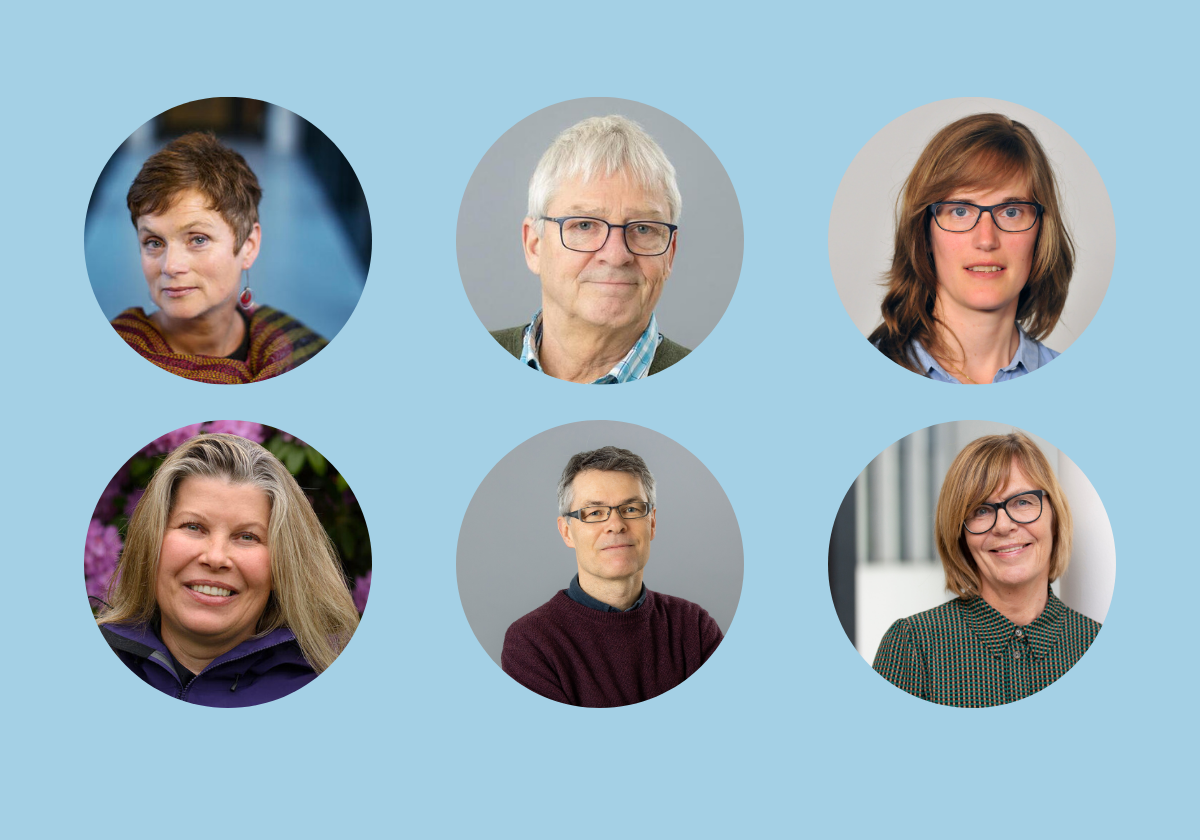 light blue bakcground with images of Siri Gloppe, Peter Andersen, Malin Arve, Kikki Kleiven, Ståle Knudsen and Ingrid Helgøy