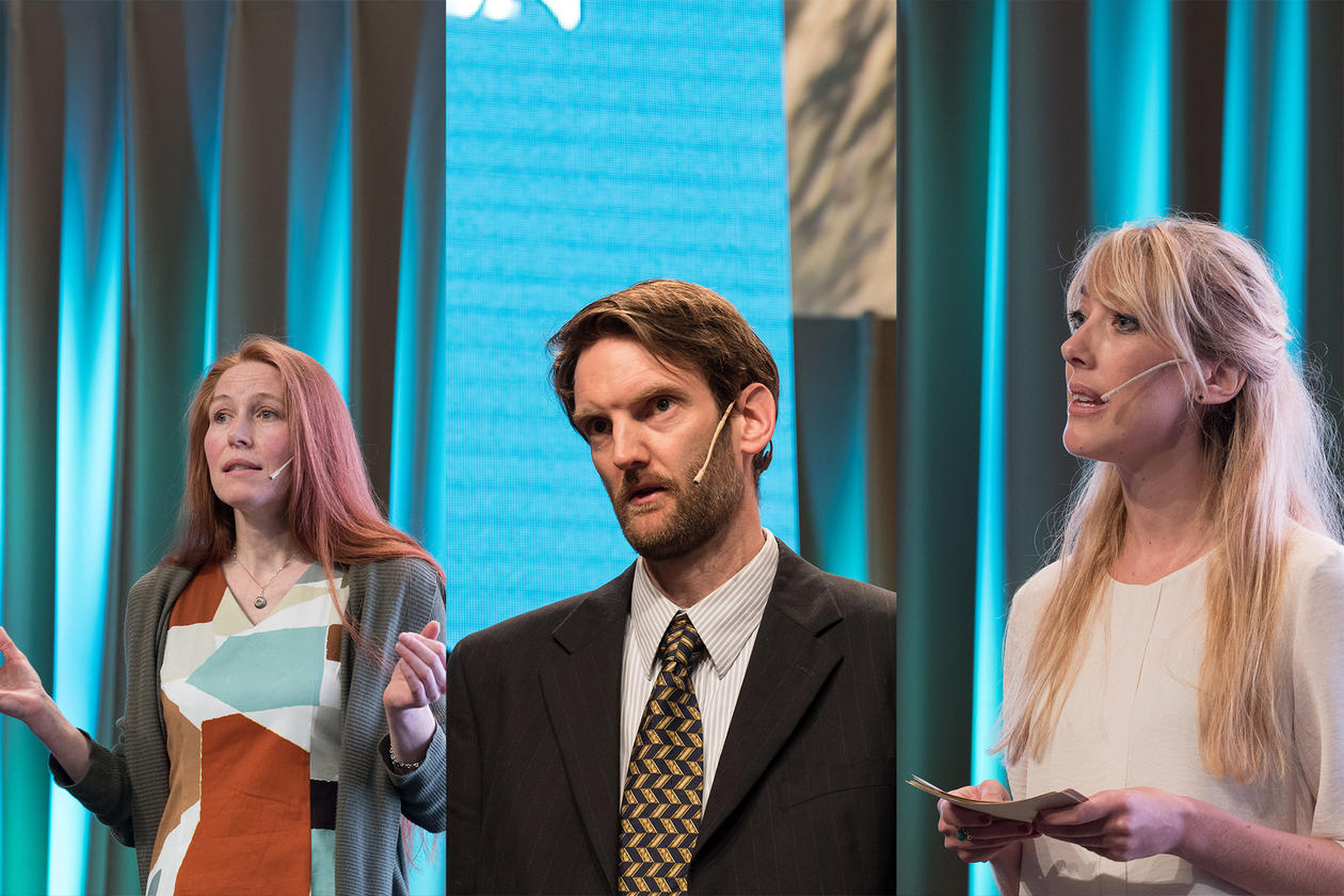 Synnøve Bendixsen, Simon Dankel og Maja Janmyr deltok i Innsikt-delen av programmet